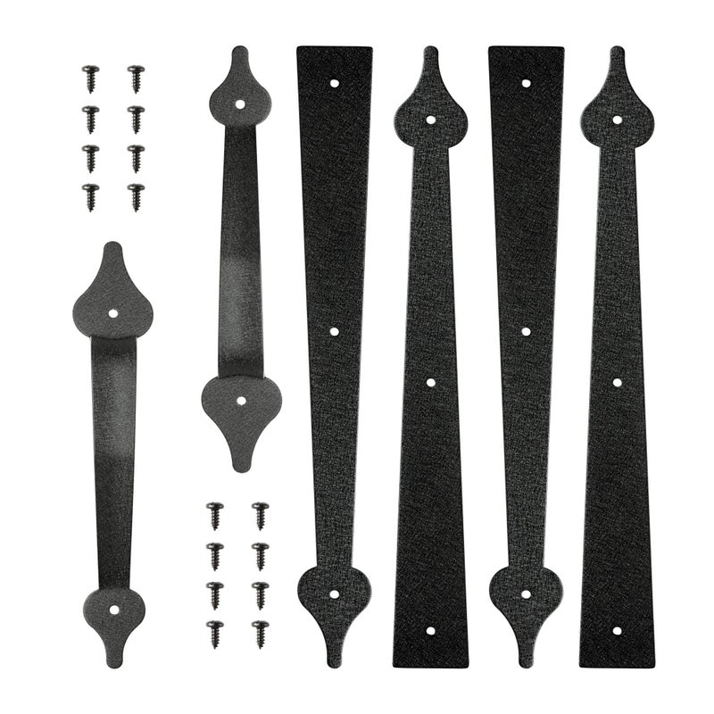 skysen Steel Garage Door Decorative Hinges Handles Accents Hardware kit Screw Mount,Black(tckls) - Image 1